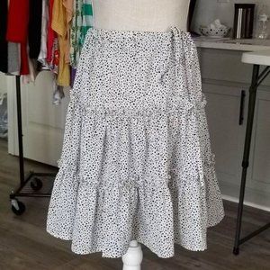Shein Black White Polka Dot Skirt Flirty Ruffles Elastic Waist 2X